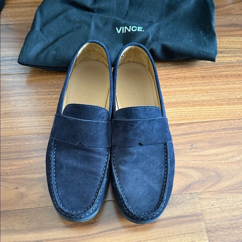 Vince Men's Dark Blue Suede Loafers - Picture 1 of 7